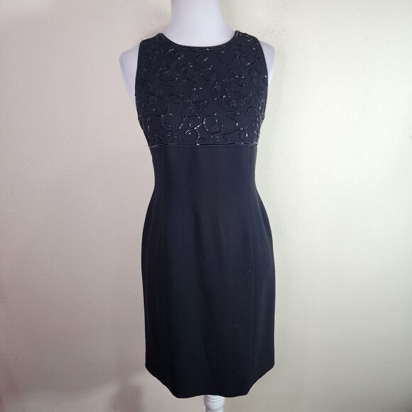 Petite Sophisticate Dresses & Skirts - Petite Sophisticate Dress Size 4P Black Sleeveless Sheath Dress Beaded